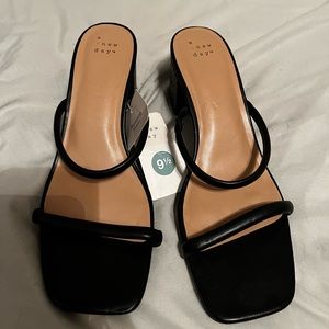 A New Day 2 in Black slip on Heels, Size 9.5
